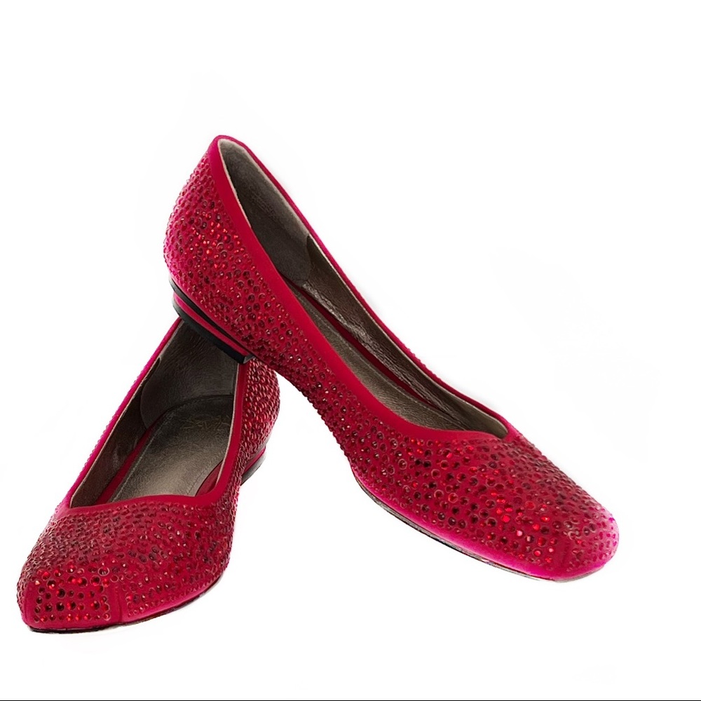 Joan & David Ruby Red Wizard of Oz Daionatius Satin Ballet Flats Shoes 9.5